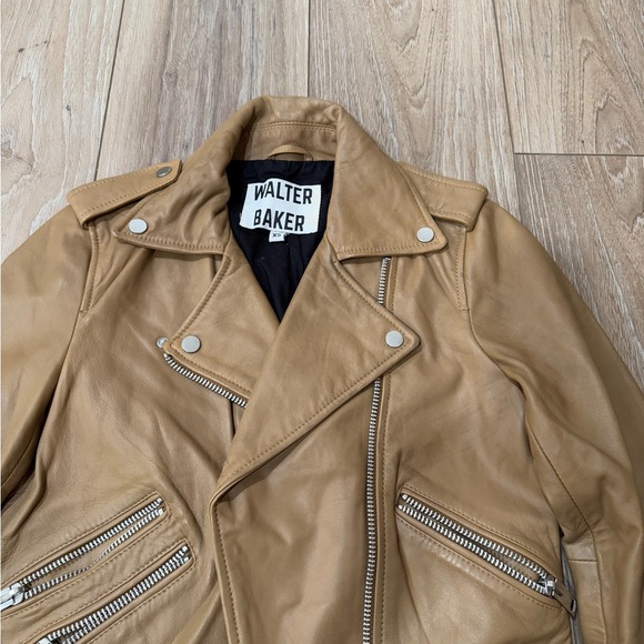 Walter Baker lamb leather biker jacket beige xs - Picture 5 of 6